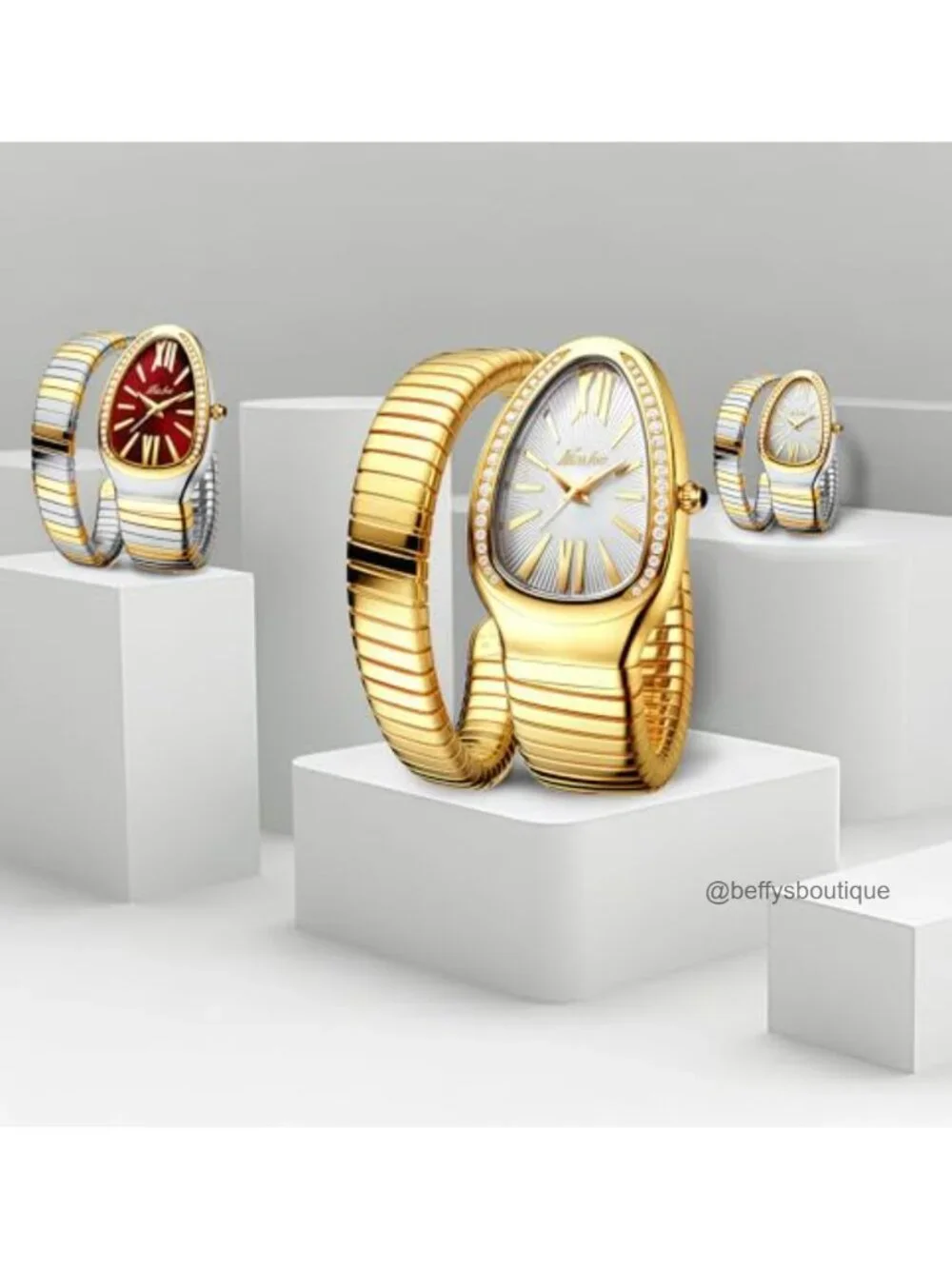 Snake Shape Face Women's Wrist Watch Waterproof Stainless Steel Dress Watch